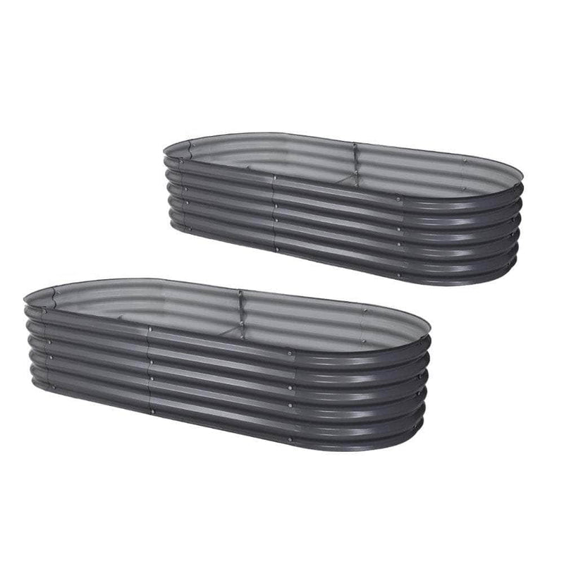 2x Raised Garden Bed Oval Planter Box Raised Container Galvanised