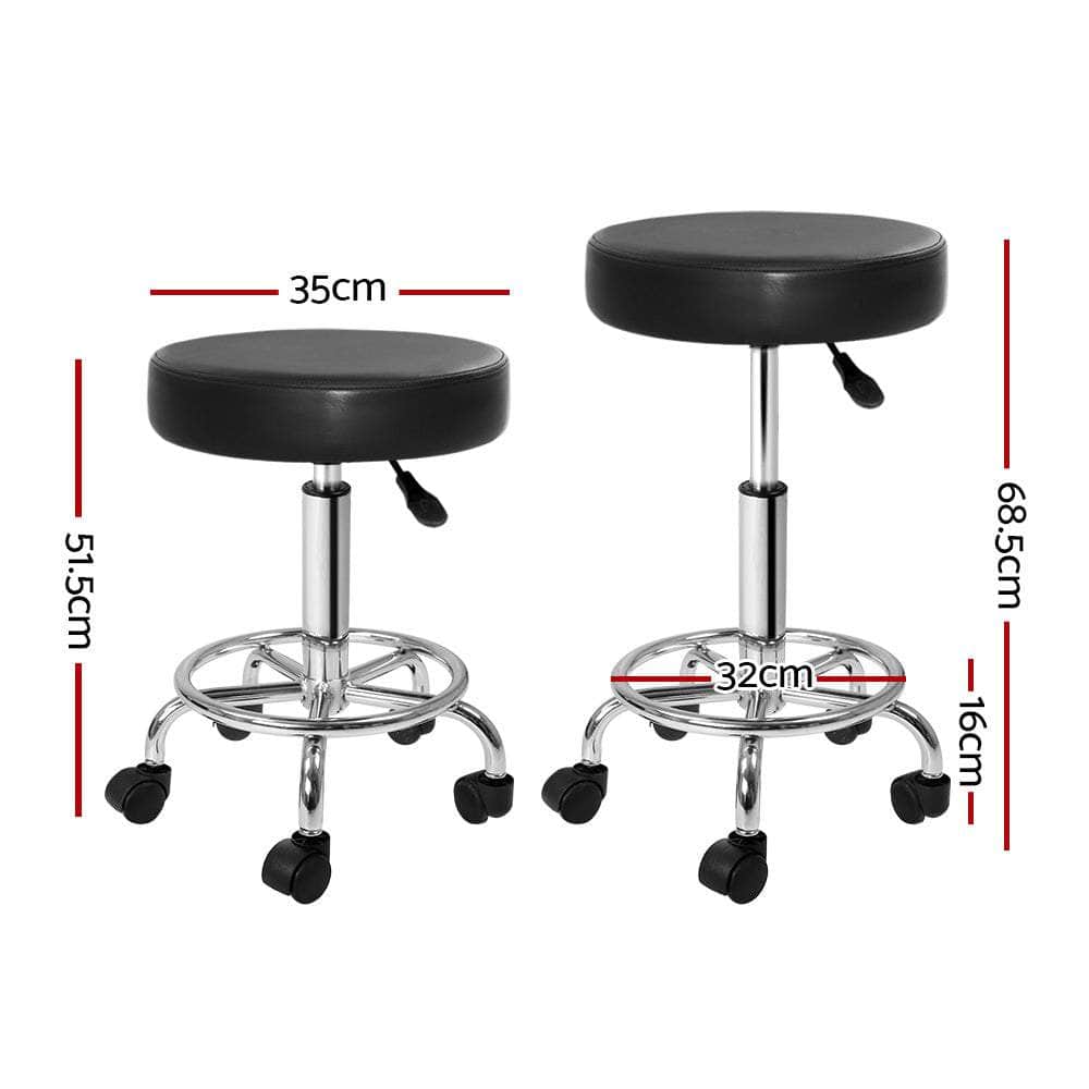 2X Salon Stool Round Swivel Chair Black