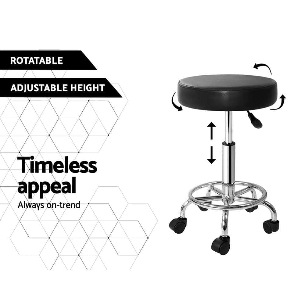 2X Salon Stool Round Swivel Chair Black