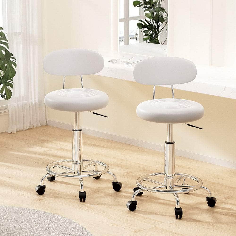 2X Salon Stool Swivel Backrest Chair Barber Hairdressing Hydraulic Lift