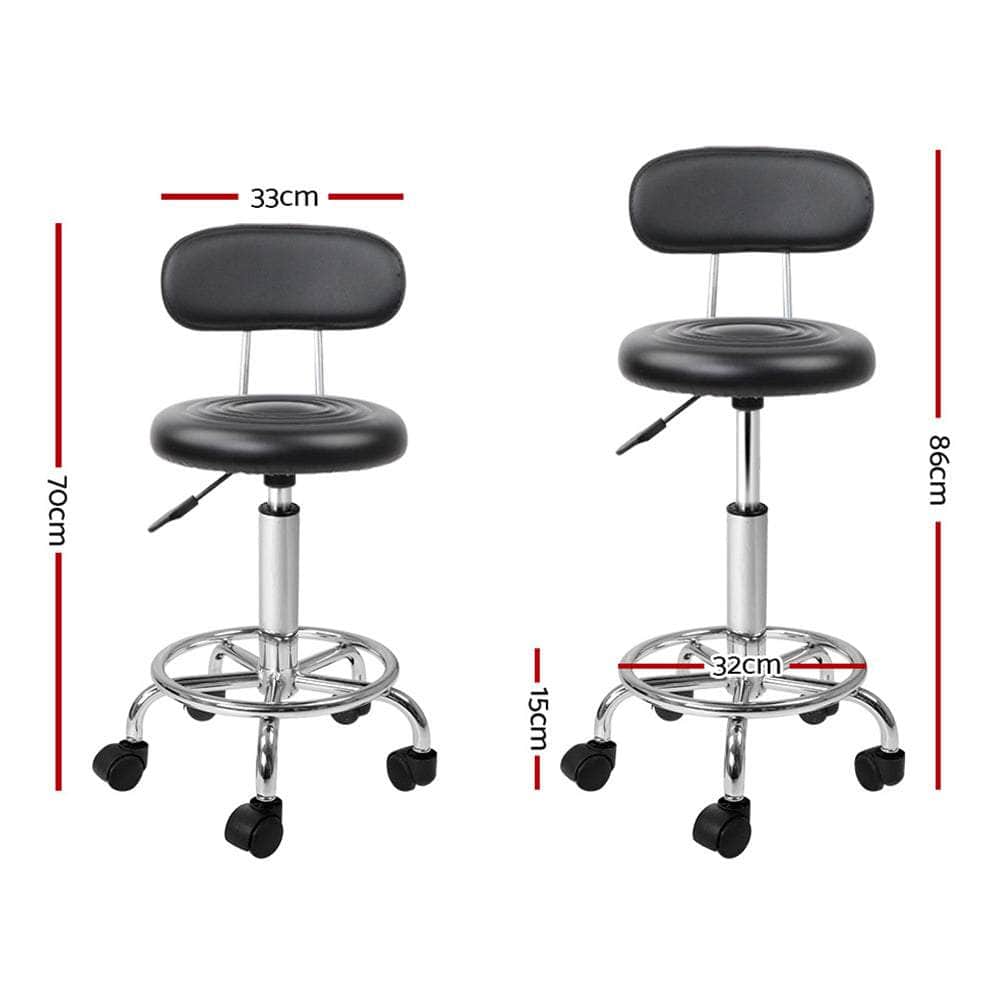 2X Salon Stool Swivel Backrest Chair Barber Hairdressing Hydraulic Lift