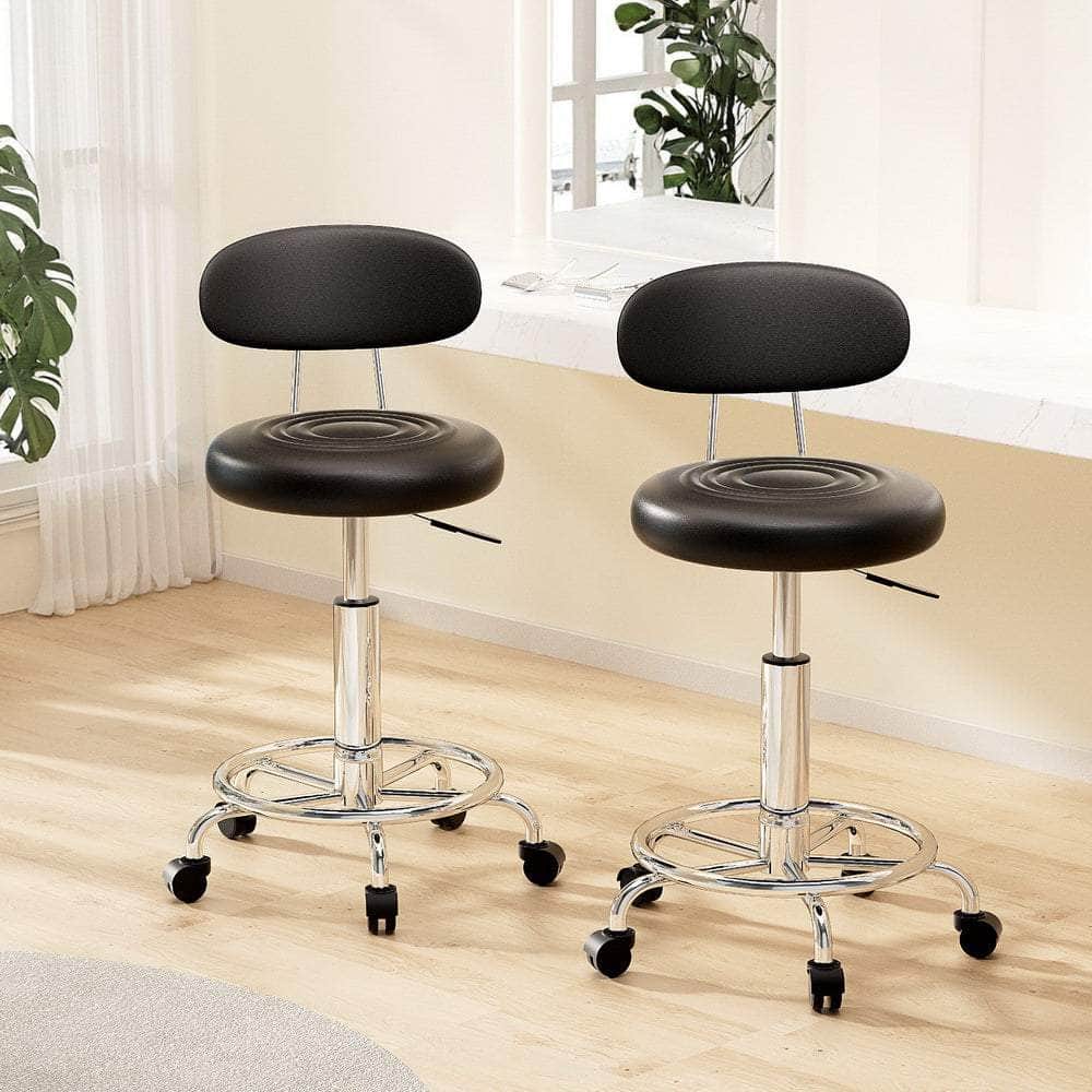 2X Salon Stool Swivel Backrest Chair Barber Hairdressing Hydraulic Lift