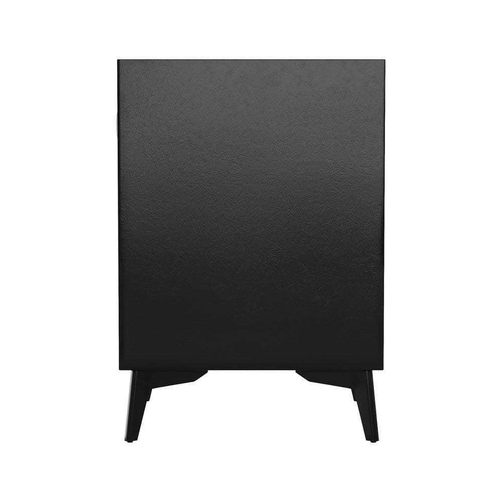2x Smart Bedside Tables Wireless Charging LED 3 Drawers Black