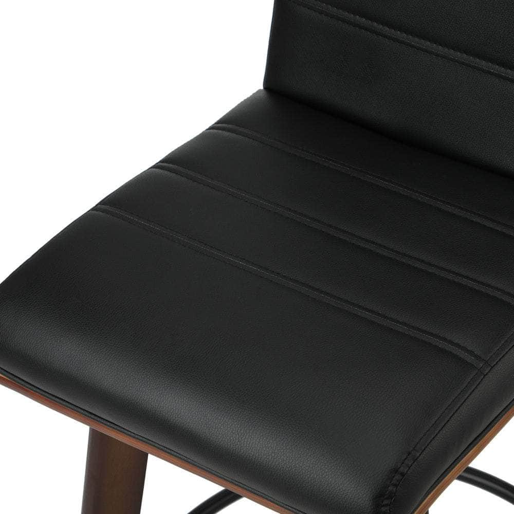 2x Wooden Bar Stools Swivel Chairs PU Leather