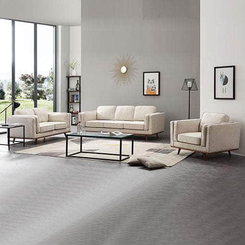 3+2+1 Seater Sofa Beige Fabric Lounge Set For Living Room Couch