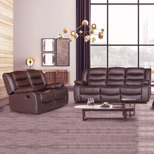 3+2 Seater Recliner Sofa In Leather Lounge Couch In Brown - Arm Chairs & Recliners