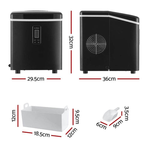3.2L Portable Ice Cube Maker Machine Benchtop Counter Black