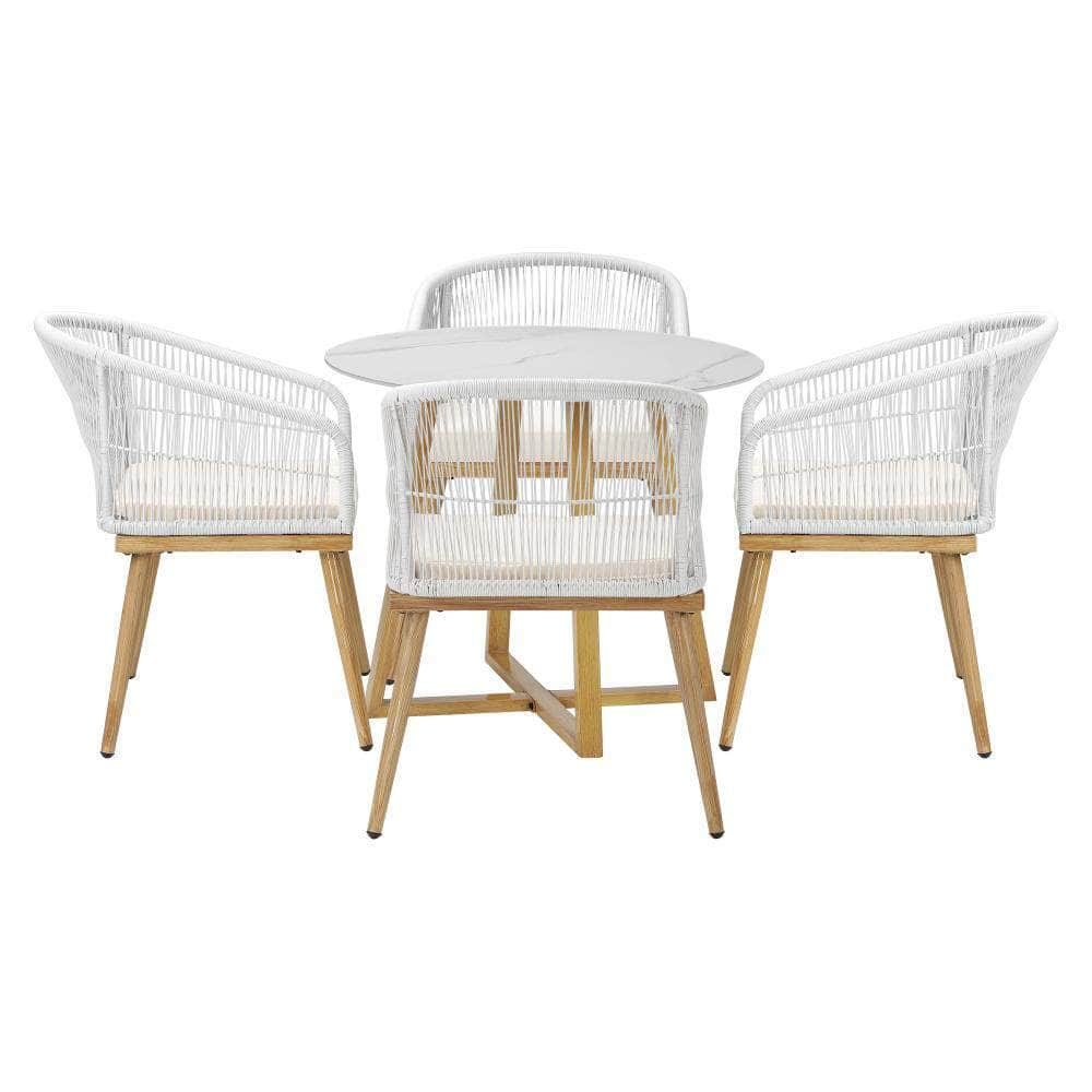 3/5 Pieces Outdoor Dining Set Table&Lounge Chairs for Patio