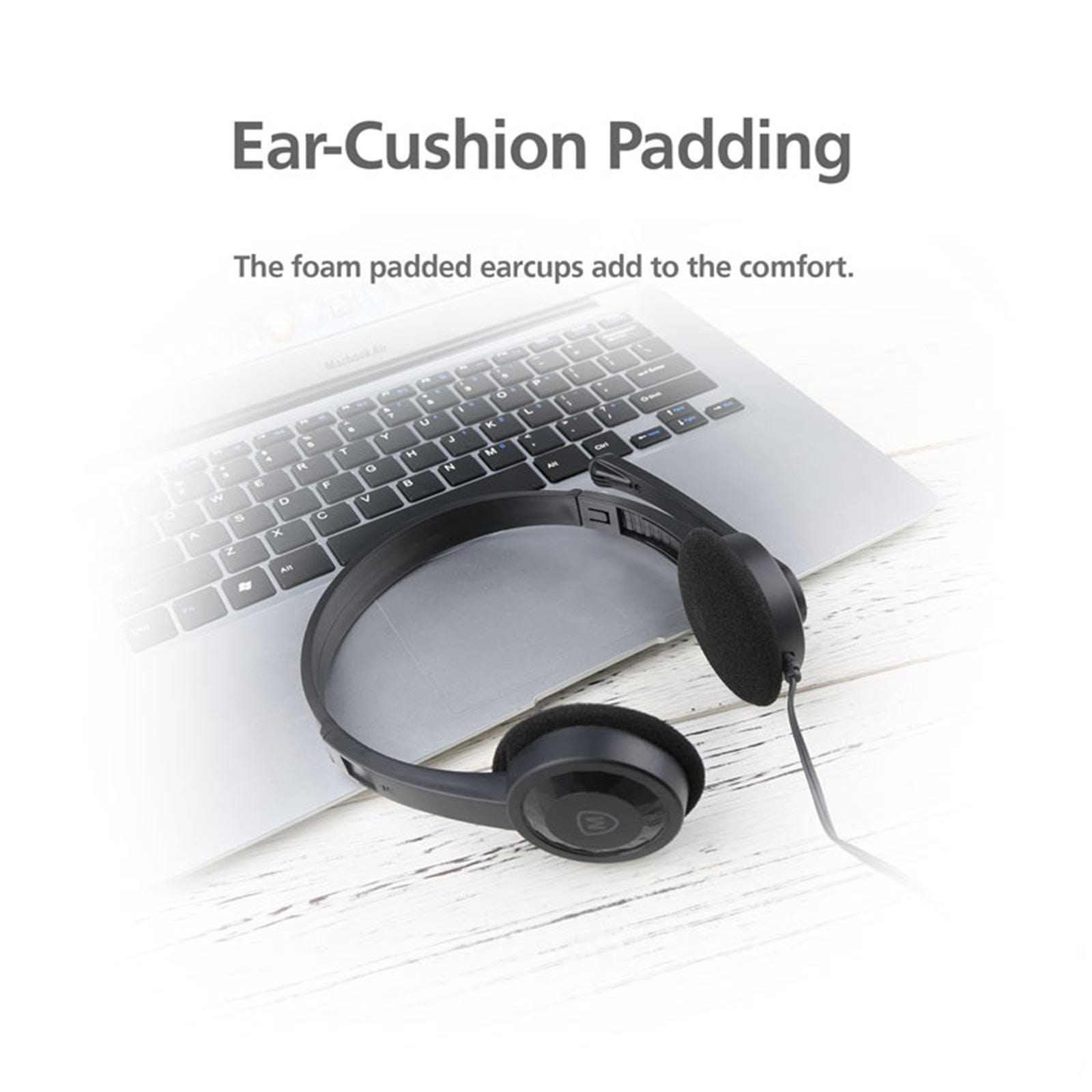 3.5mm Multi Device Stereo Headset Adjustable Headband Noiseless Volume Control