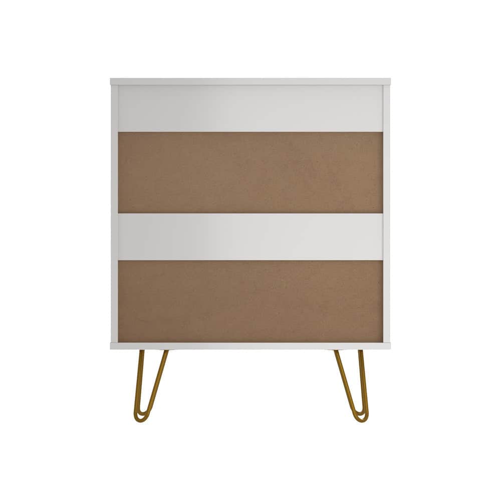 3 Chest of Drawers Dresser Storage Cabinet with Gold Handles White