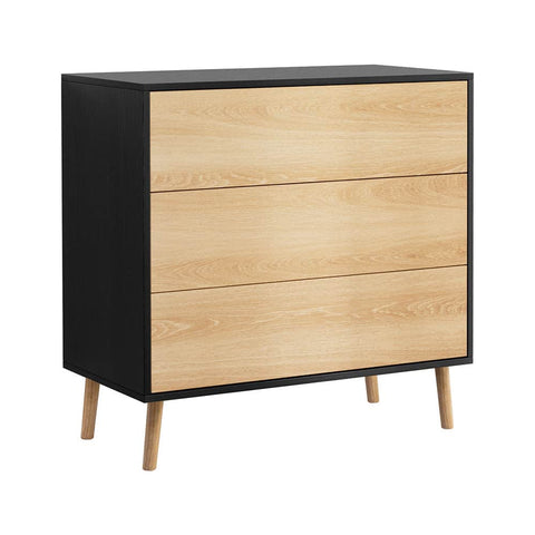 3 Chest of Drawers Dresser Table Black&Pine