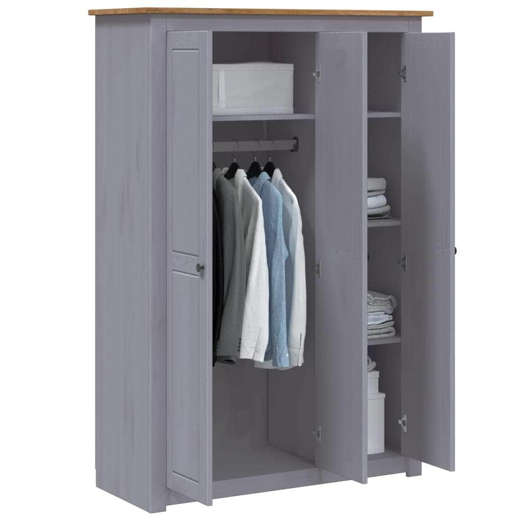 3-Door Wardrobe Grey Pine Panama Range