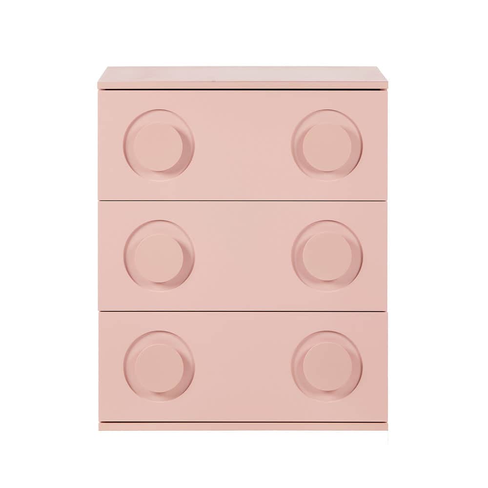 3 Drawer Chest Bedroom Dresser Storage Cabinet Nightstand Pink & White