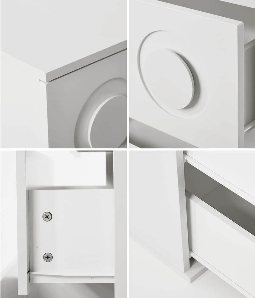 3 Drawer Chest Bedroom Dresser Storage Cabinet Nightstand Pink & White