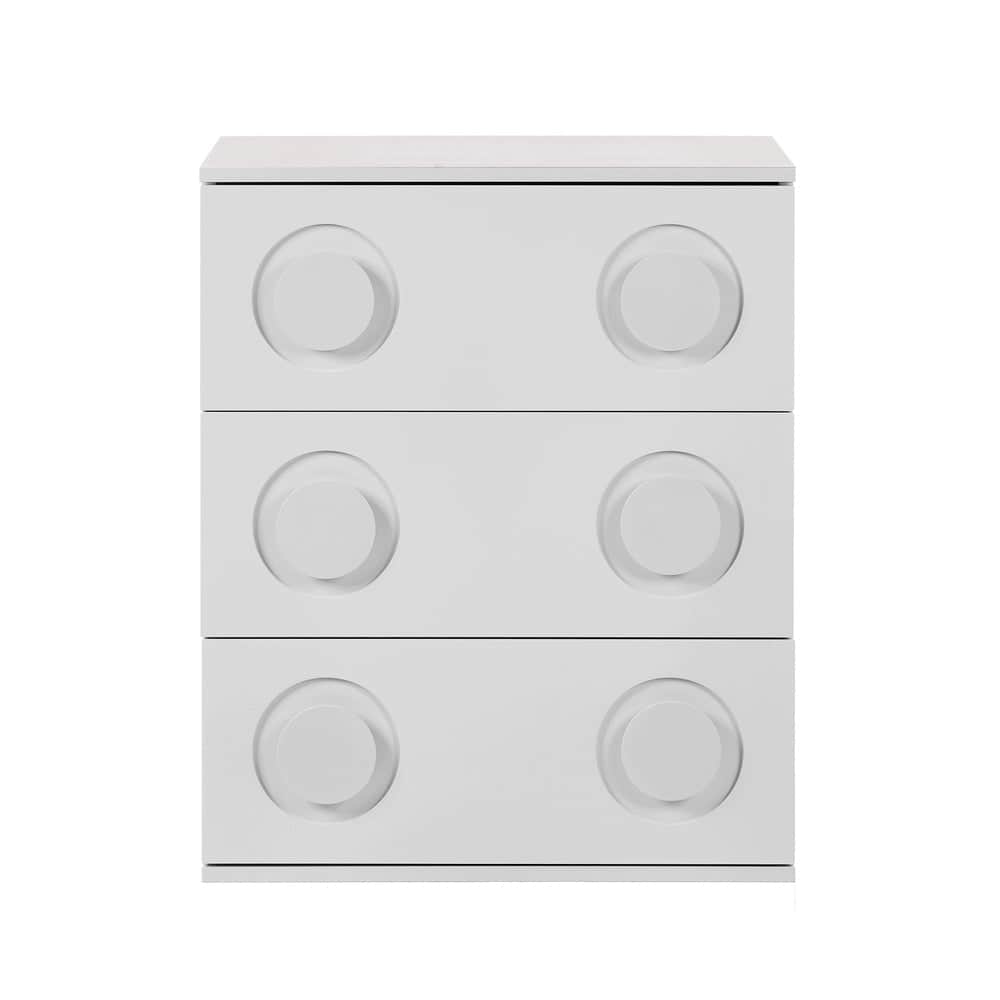 3 Drawer Chest Bedroom Dresser Storage Cabinet Nightstand Pink & White