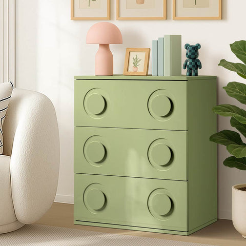3 Drawer Chest Cabinet Bedroom Dresser Storage Nightstand Green