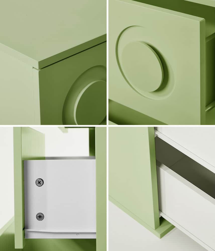 3 Drawer Chest Cabinet Bedroom Dresser Storage Nightstand Green