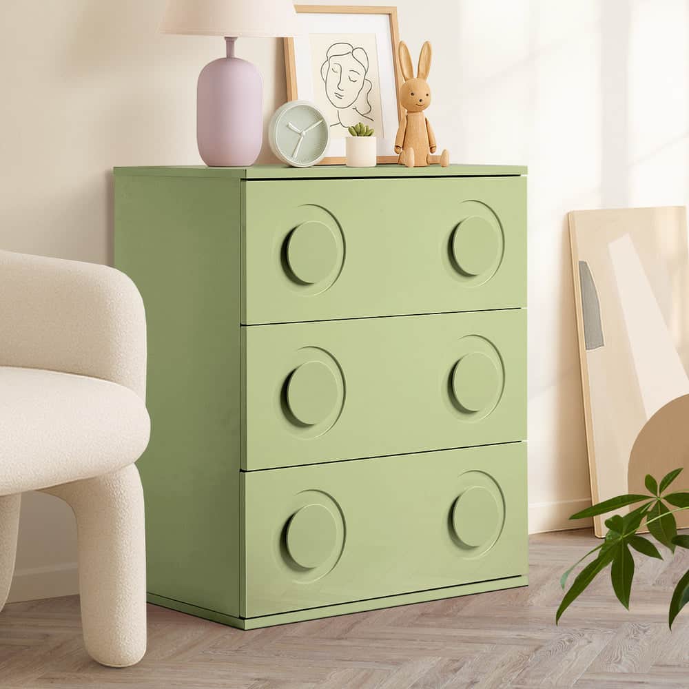 3 Drawer Chest Cabinet Bedroom Dresser Storage Nightstand Green