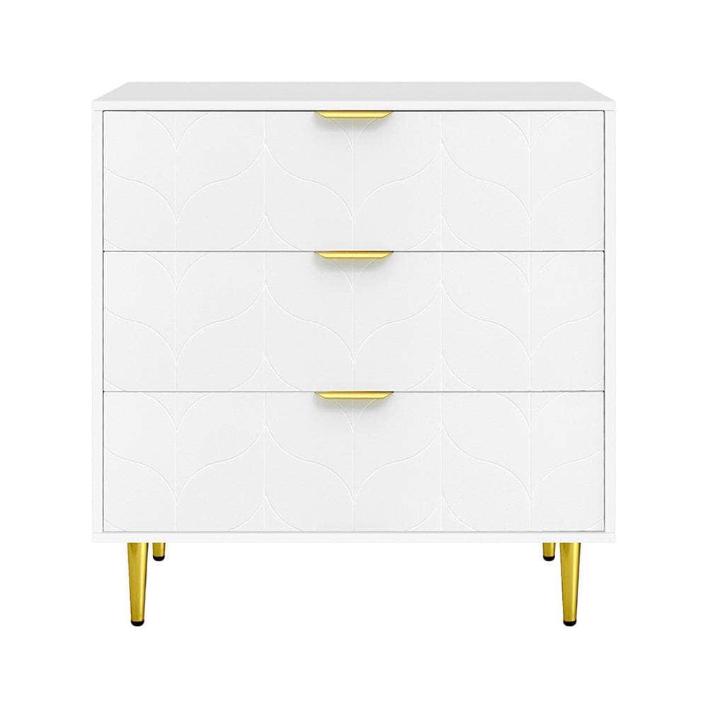 3-Drawer Chest of Drawers Lowboy Cabinet in Classic White Perfect for Bedroom, Living Room