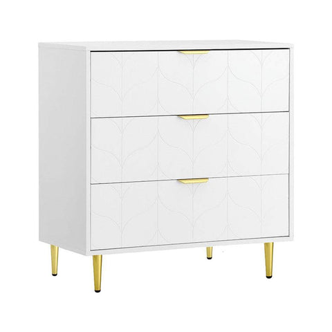 3-Drawer Chest of Drawers Lowboy Cabinet in Classic White Perfect for Bedroom, Living Room