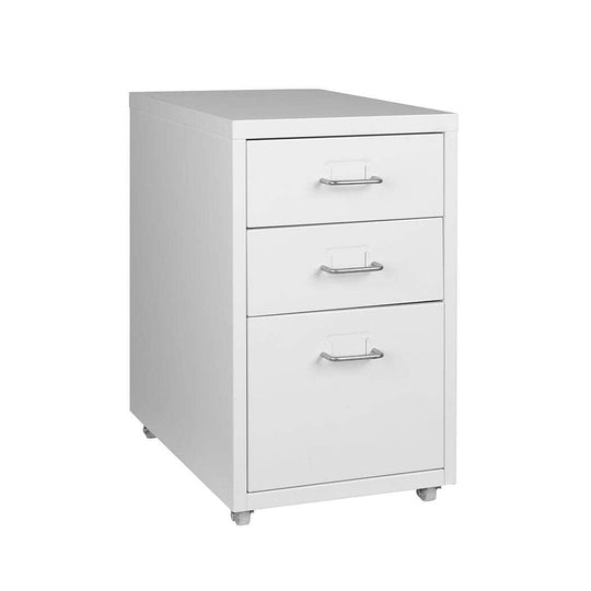 3 Tier Steel Filing Cabinet with Wheels Storage