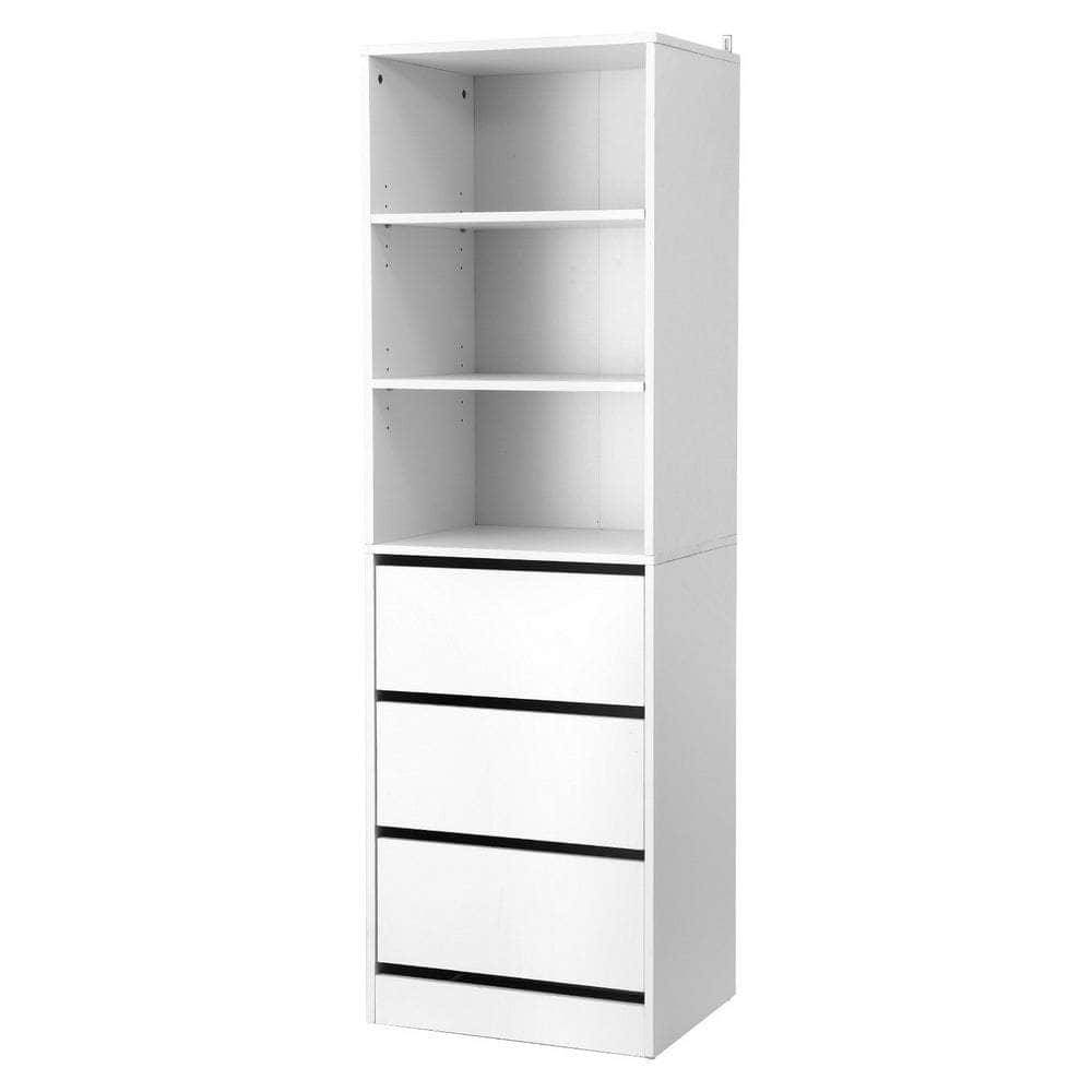 3-Drawer Tallboy Cabinet in White, Elegant and Space-Efficient Storage Solution