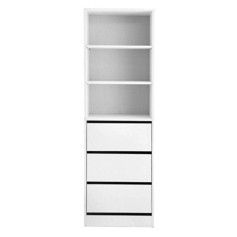 3-Drawer Tallboy Cabinet in White, Elegant and Space-Efficient Storage Solution