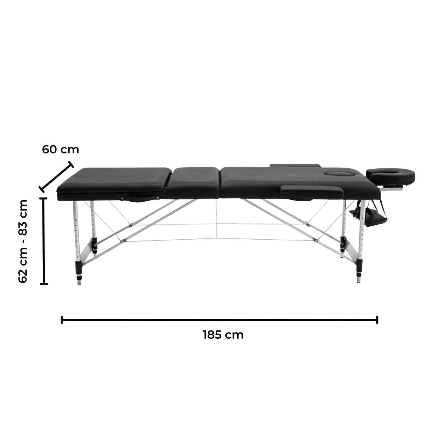 3 Fold Adjustable Portable Massage Bed (Black)