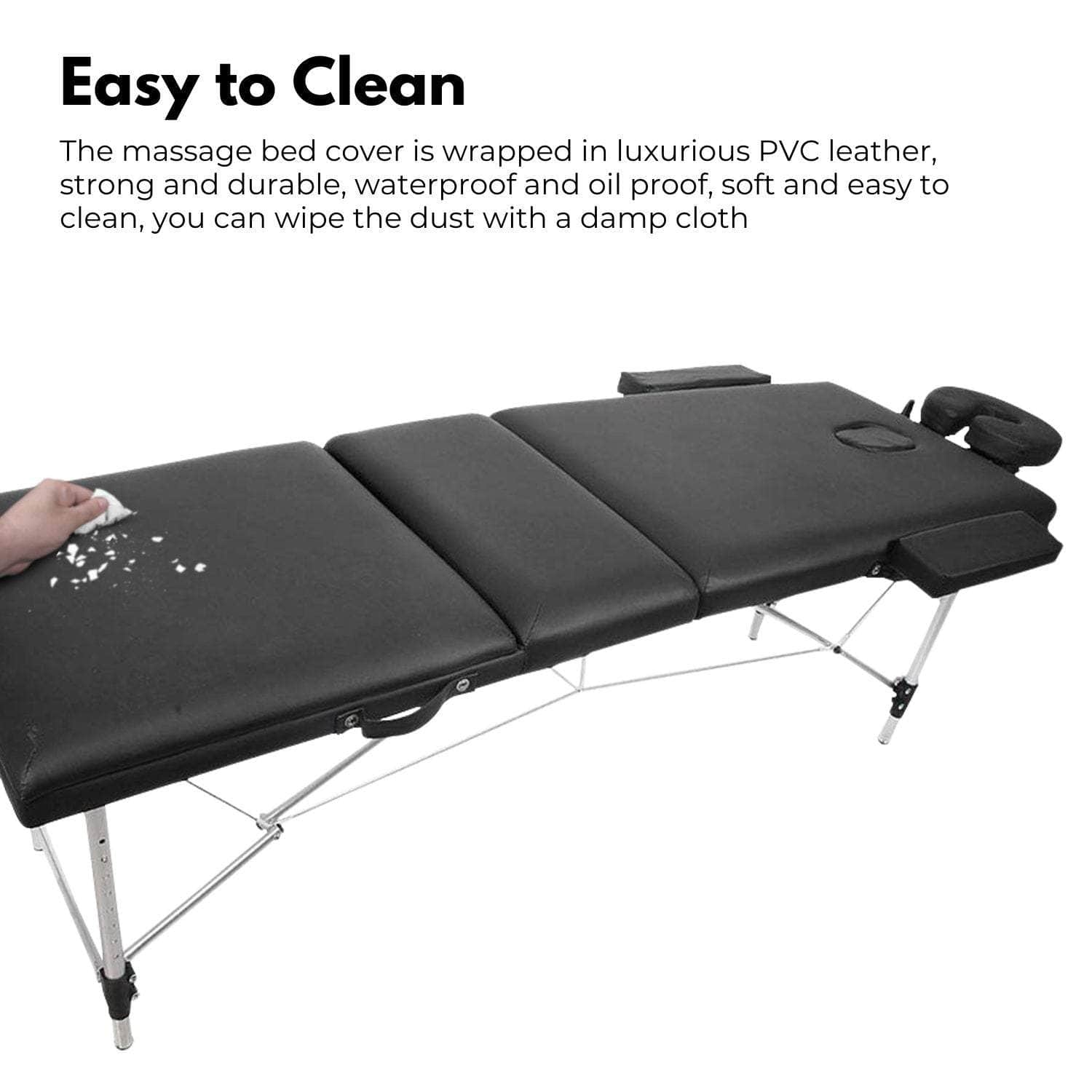 3 Fold Adjustable Portable Massage Bed (Black)