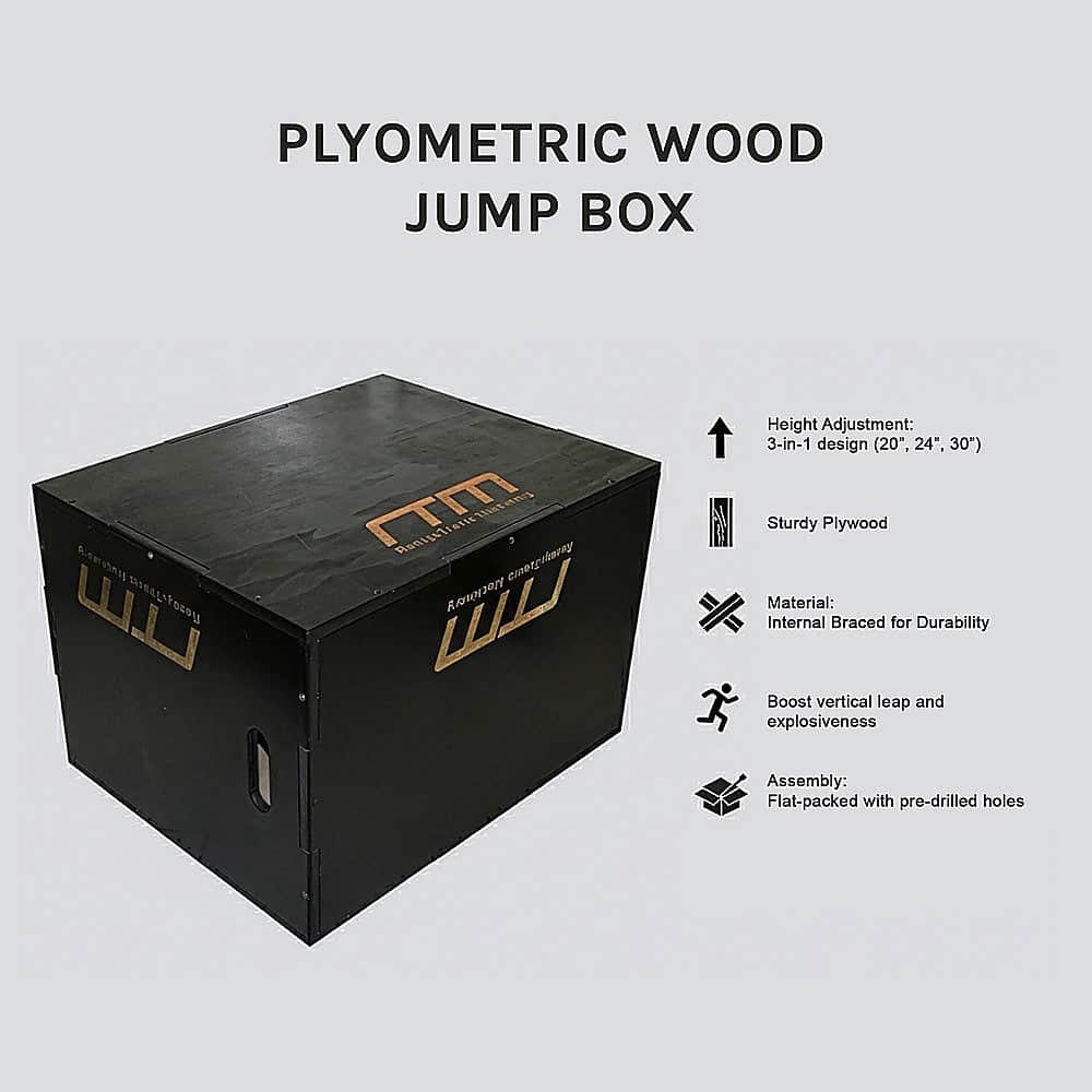 3 IN 1 Black Wood Plyo Games Plyometric Jump Box