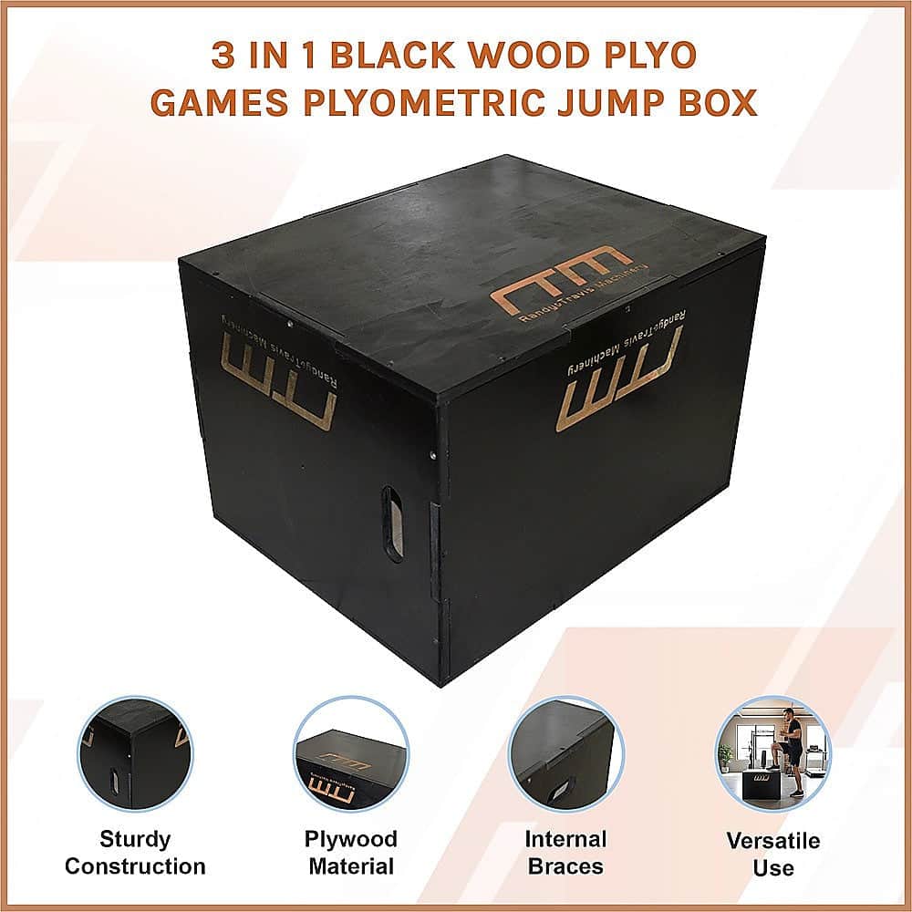3 IN 1 Black Wood Plyo Games Plyometric Jump Box