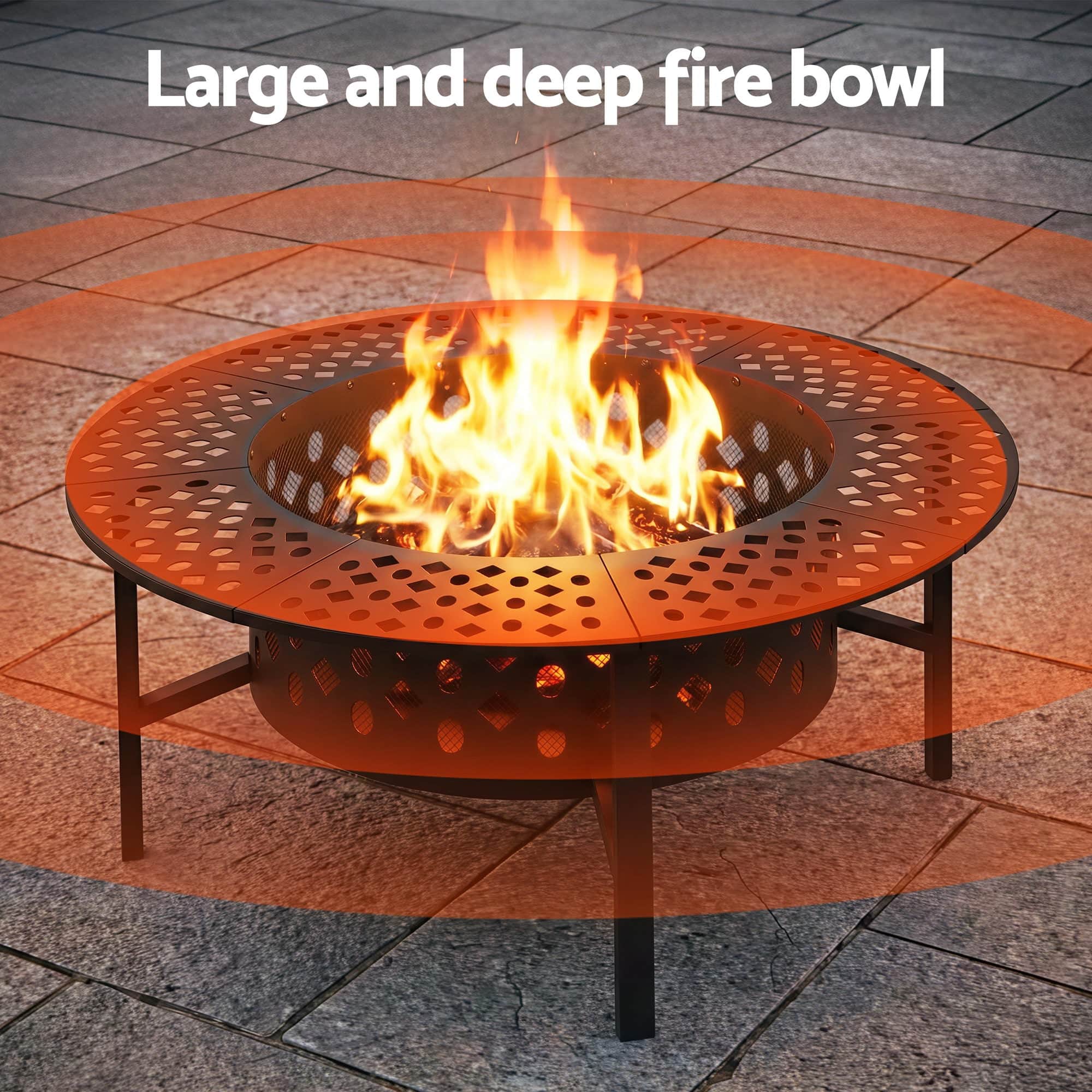 3 in 1 Fire Pit BBQ Charcoal Smoker Portable Outdoor Patio Grill