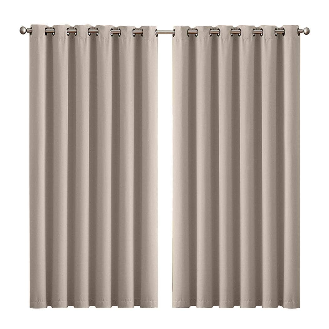 3 Layers Eyelet Blockout Curtains 240x230cm Beige