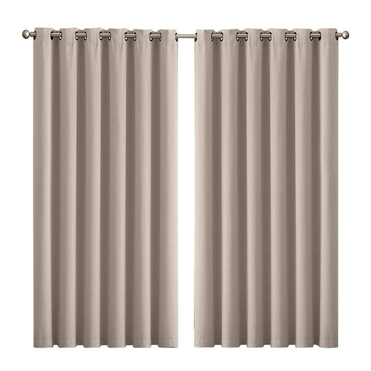 3 Layers Eyelet Blockout Curtains 240x230cm Beige