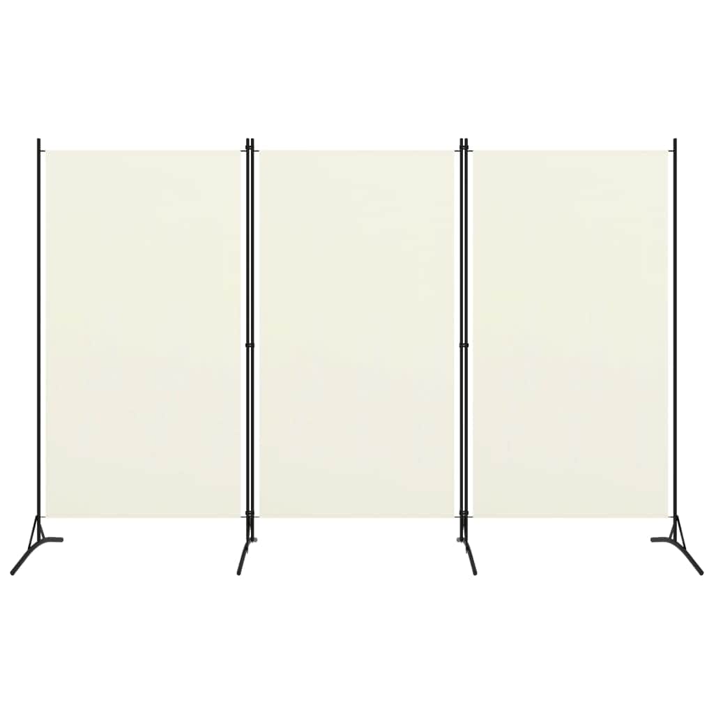 3-Panel Room Divider Black/Cream Fabric
