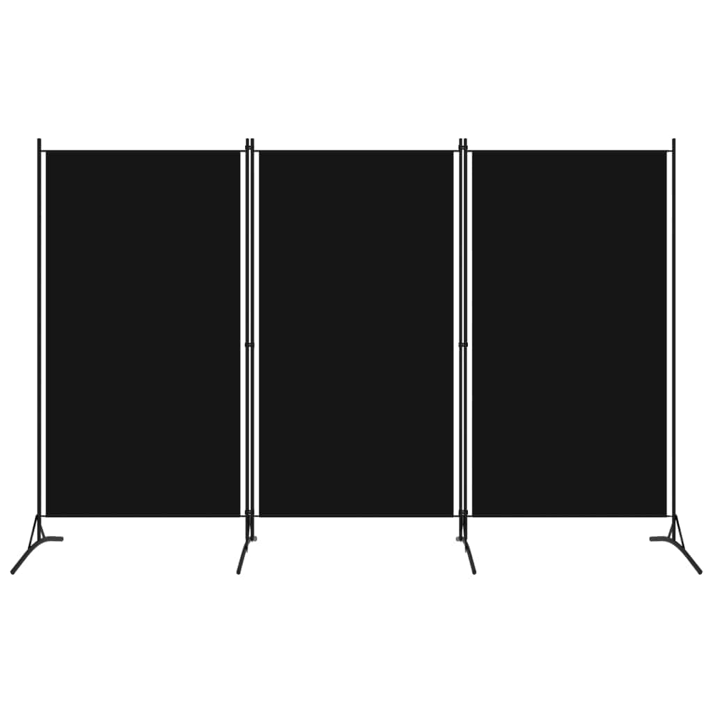 3-Panel Room Divider Black/Cream Fabric | Room Dividers