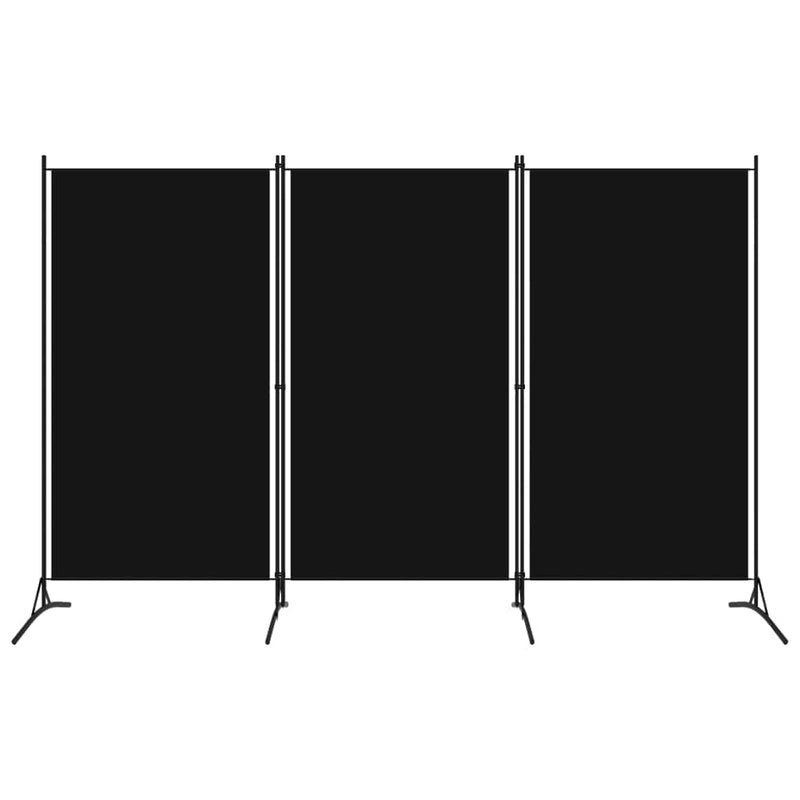 3-Panel Room Divider Black/Cream Fabric | Room Dividers
