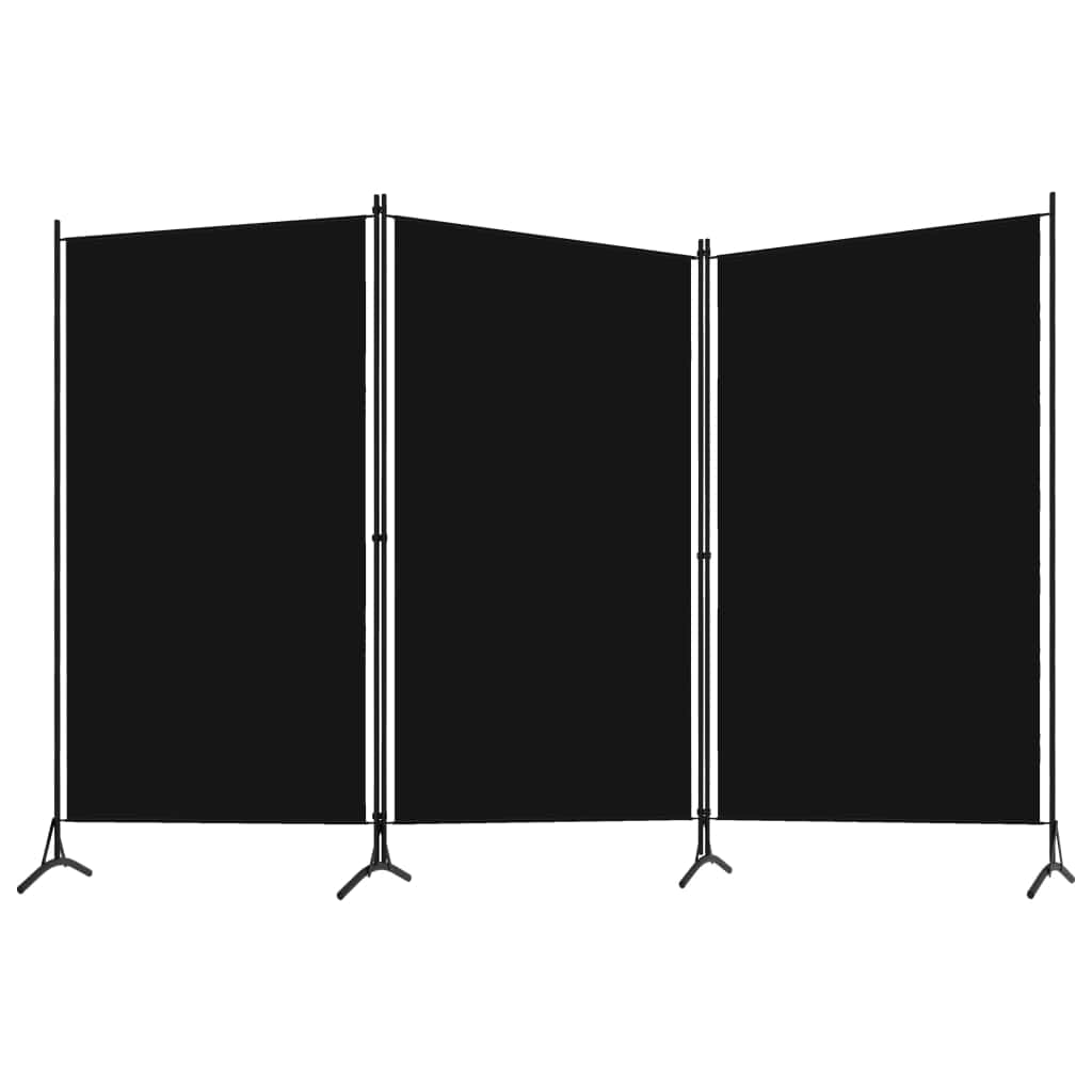 3-Panel Room Divider Black/Cream Fabric | Black colour