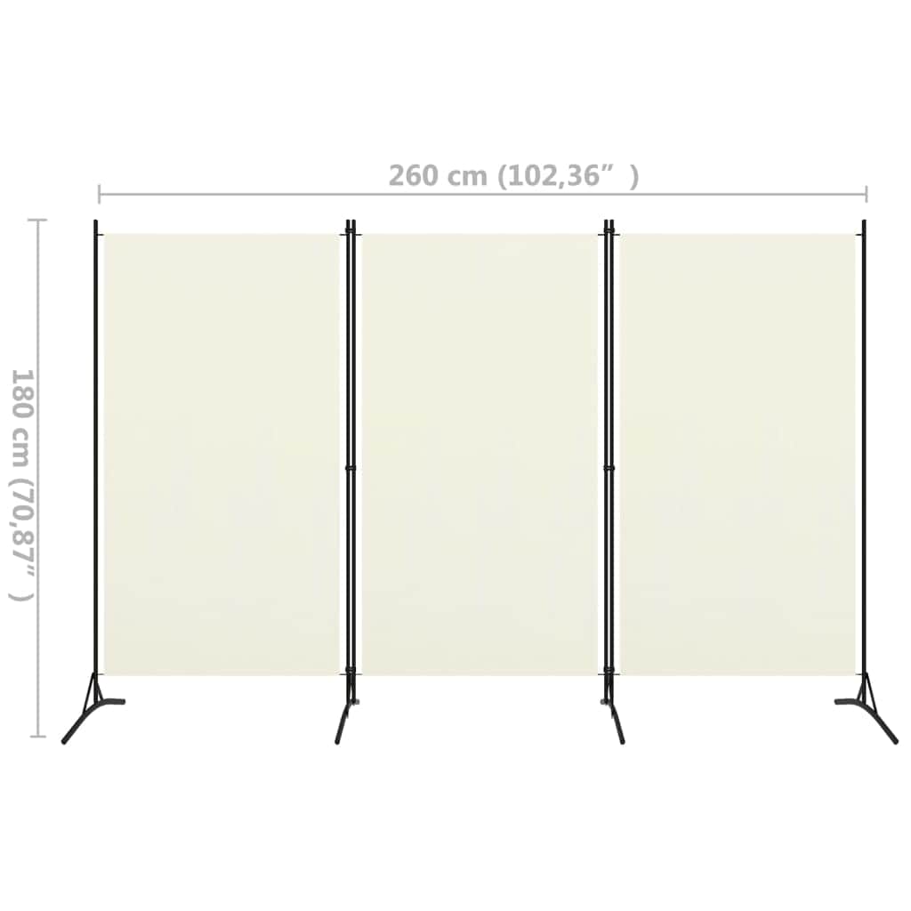 Fabric finish - 3-Panel Room Divider Black/Cream Fabric