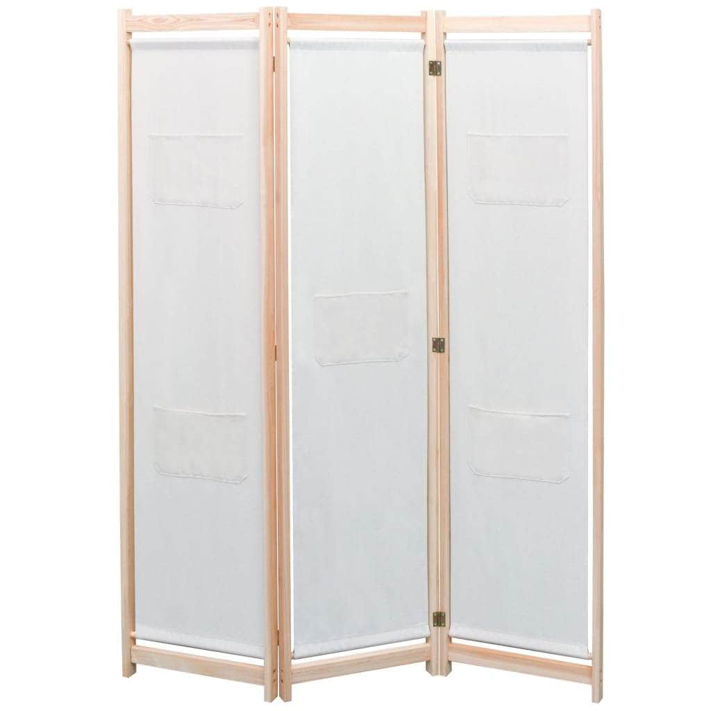 3 - Panel Room Divider Cream Fabric - Simple deals