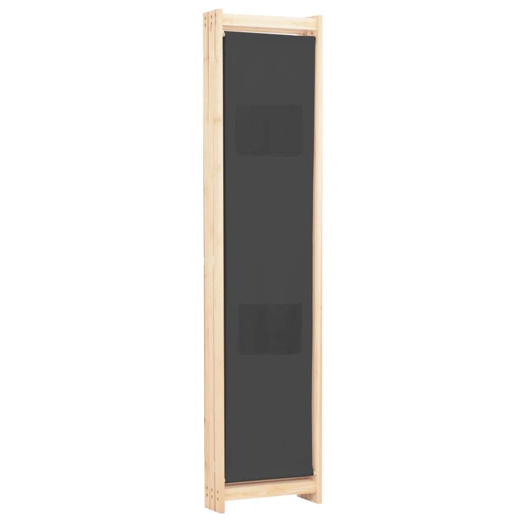 3-Panel Room Divider Grey Fabric