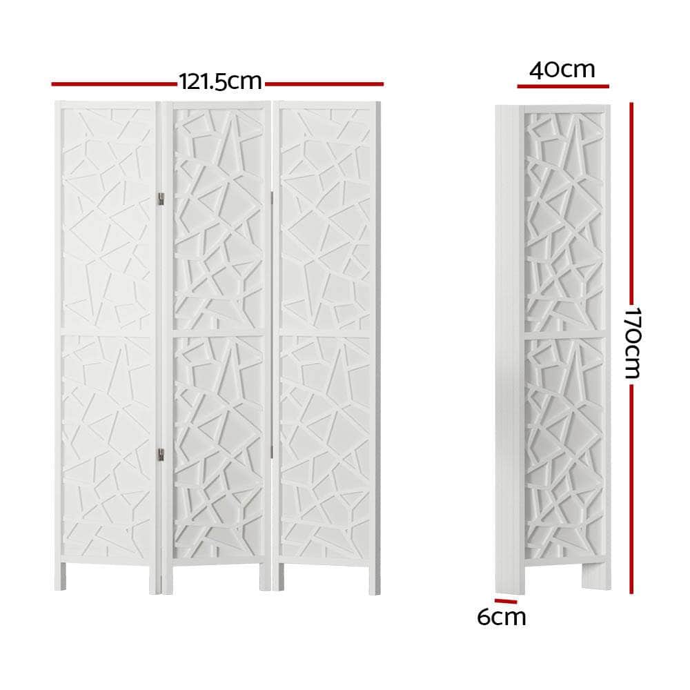 3 Panel Room Divider Screen 122X170Cm White