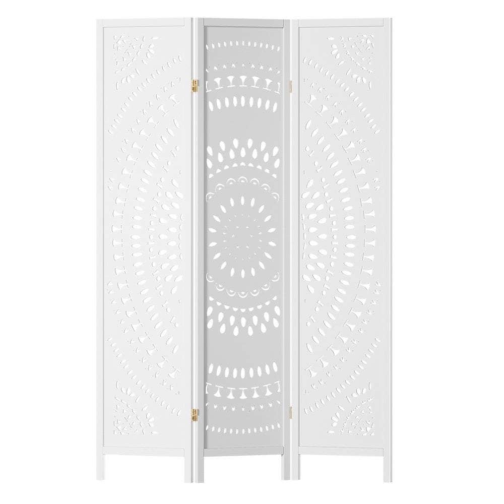 3 Panel Room Divider Screen 132x170cm Circle White