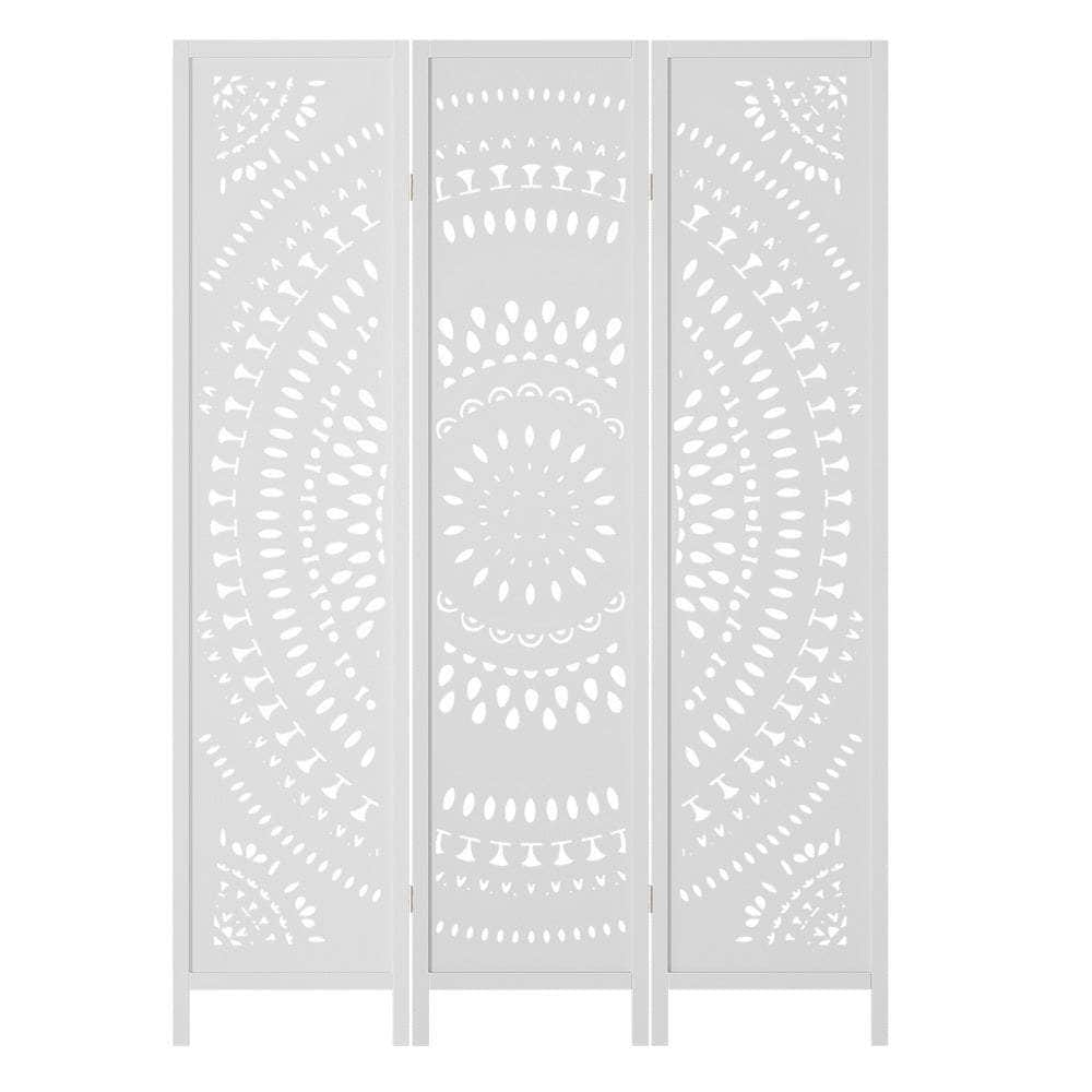 3 Panel Room Divider Screen 132x170cm Circle White