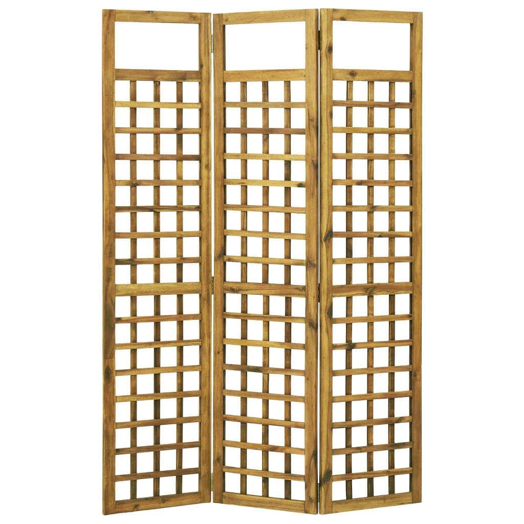 3-Panel Room Divider/Trellis Solid Acacia Wood