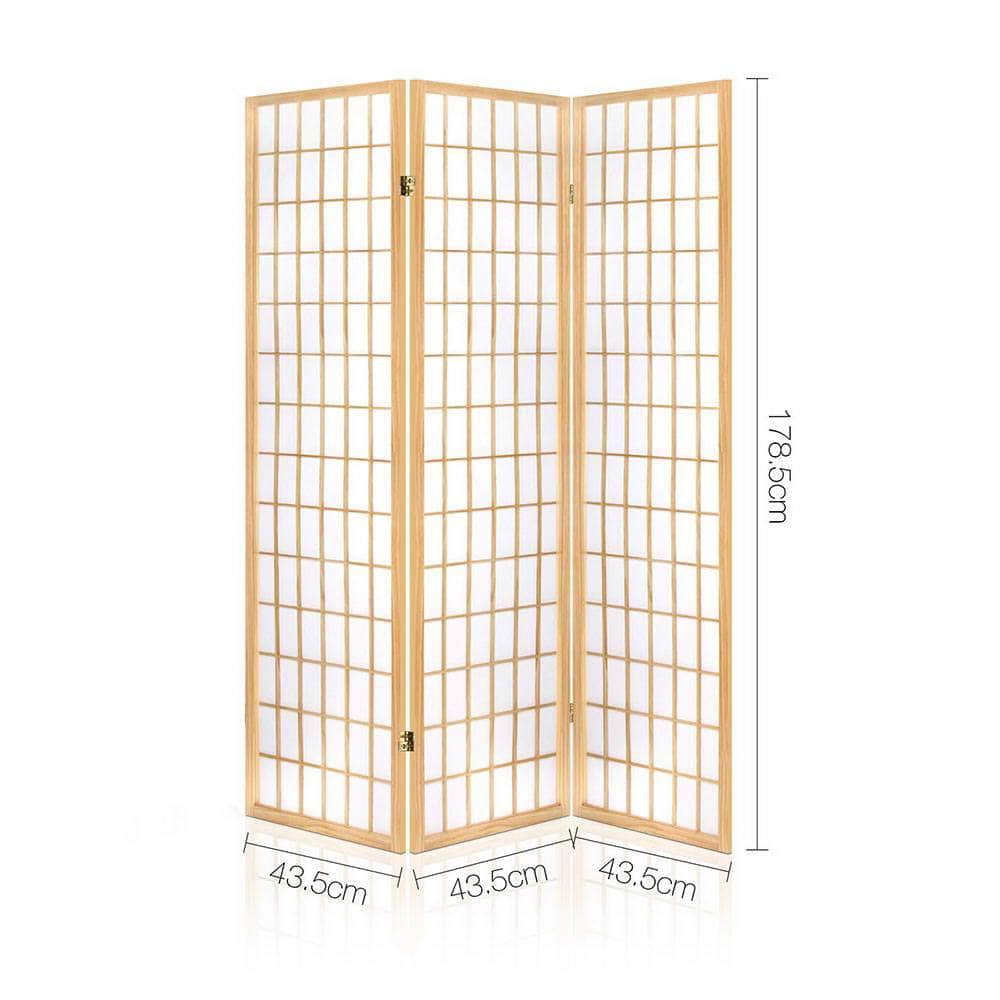 3 Panel Wooden Room Divider - Natural