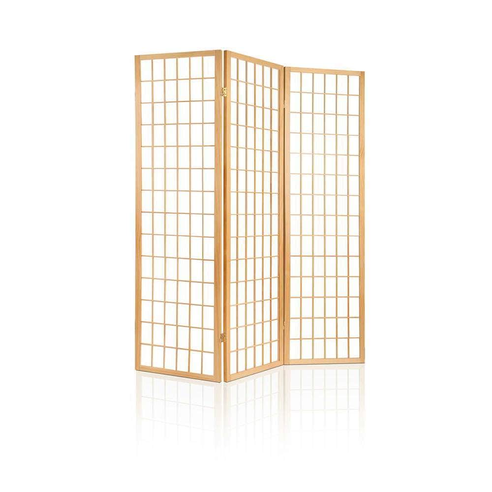 3 Panel Wooden Room Divider - Natural