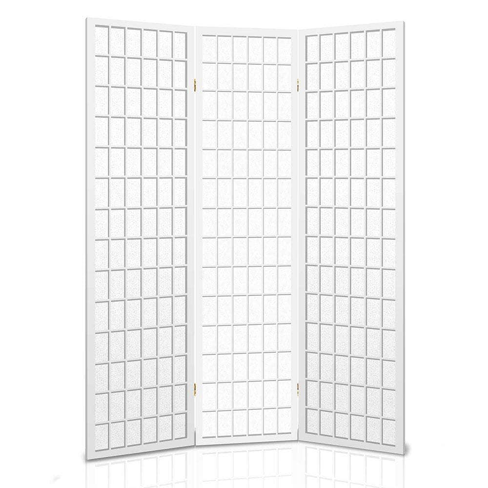 3 Panel Wooden Room Divider - White