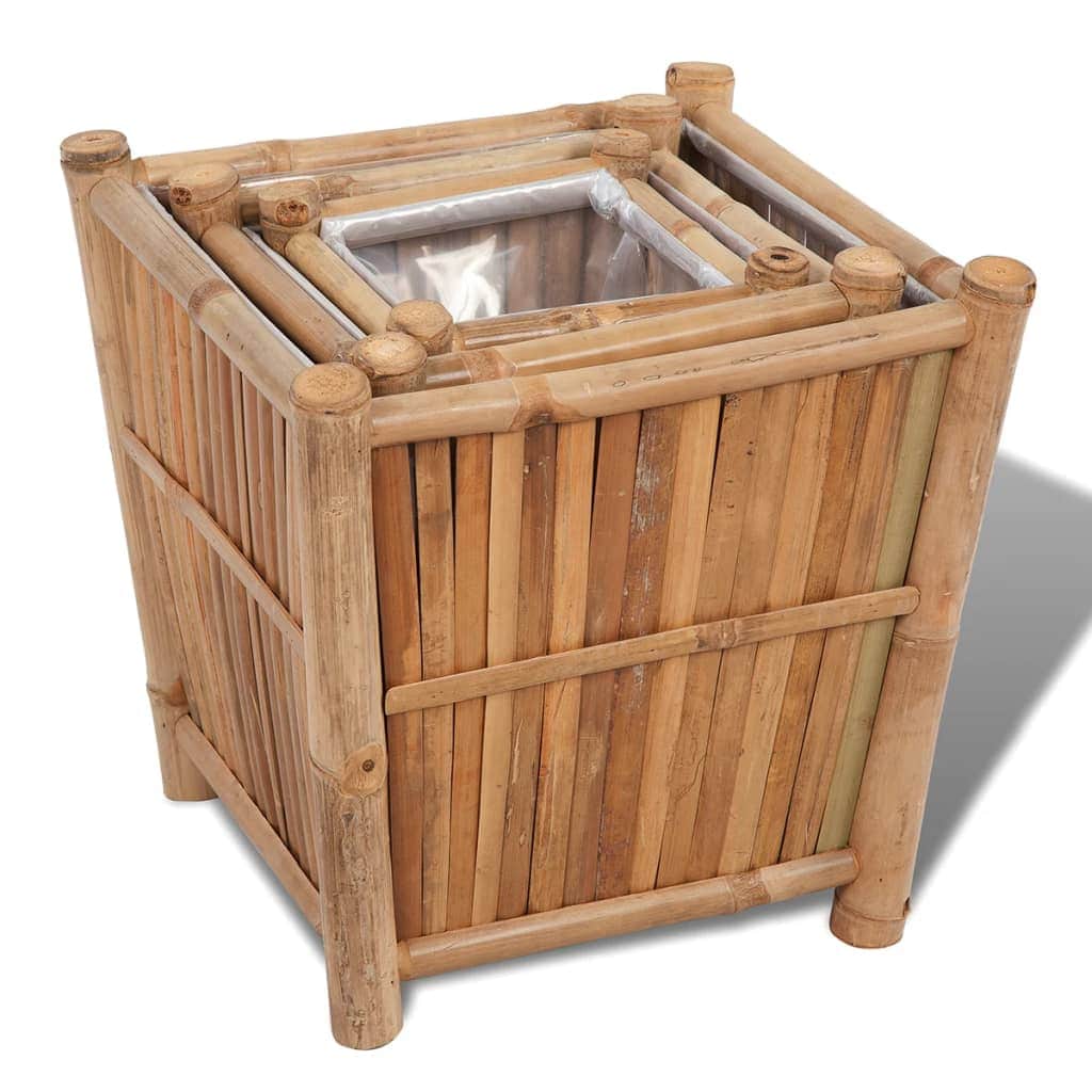 3 pcs Bamboo Planter with Nylon Lining - Simple deals