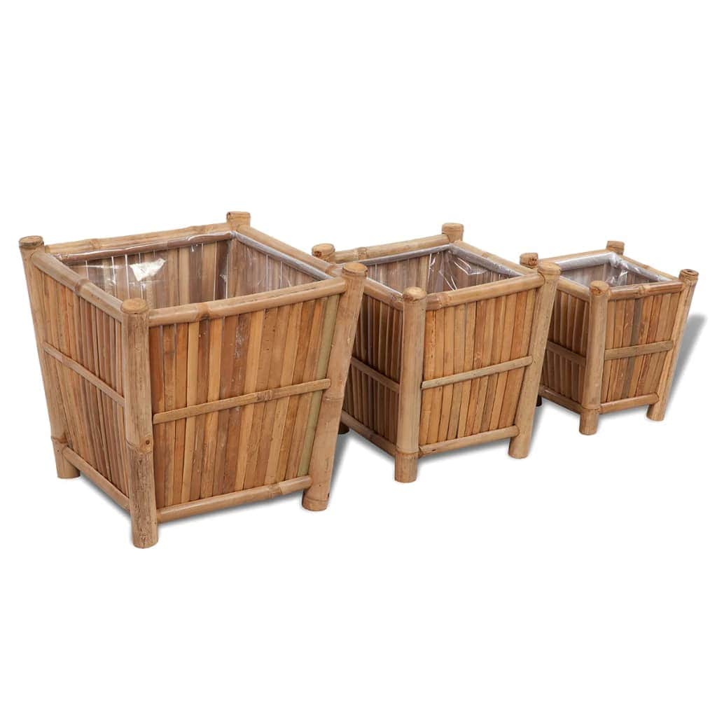3 pcs Bamboo Planter with Nylon Lining - Simple deals